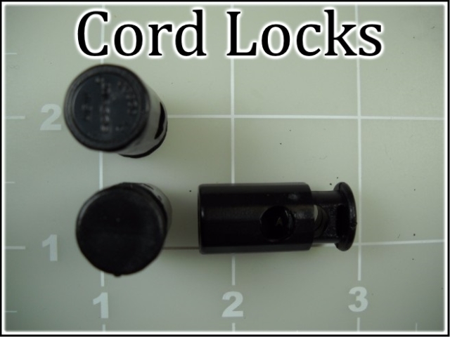 black plastic barrel locks cord locks