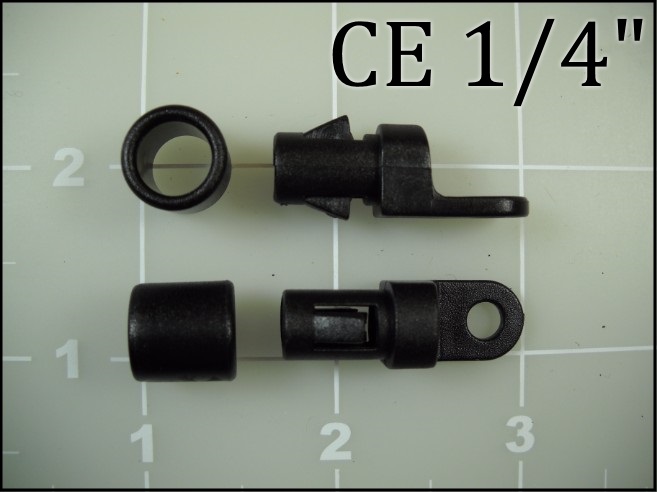 1/4" cord end with screw down hole black plastic nylon
