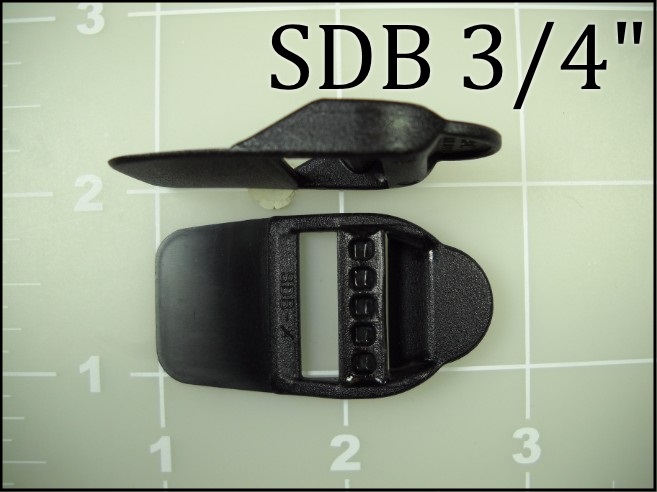 3/4" double bar buckle black plastic sewable nylon