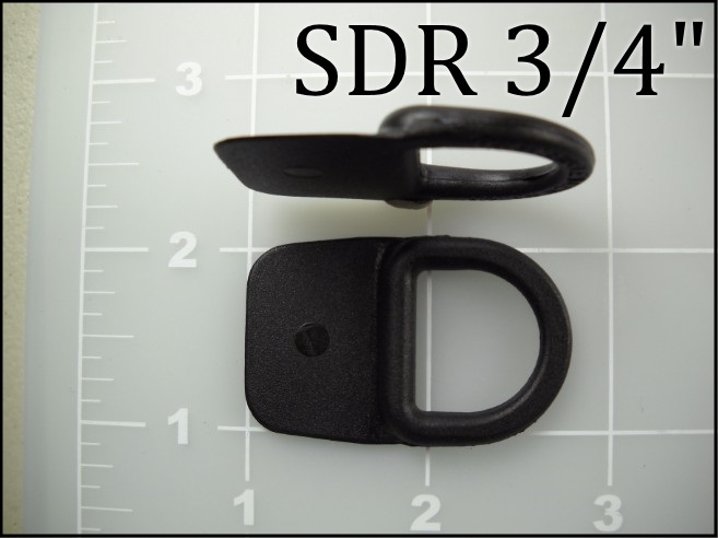 SDR 3/4" black nylon plastic sewable dee ring
