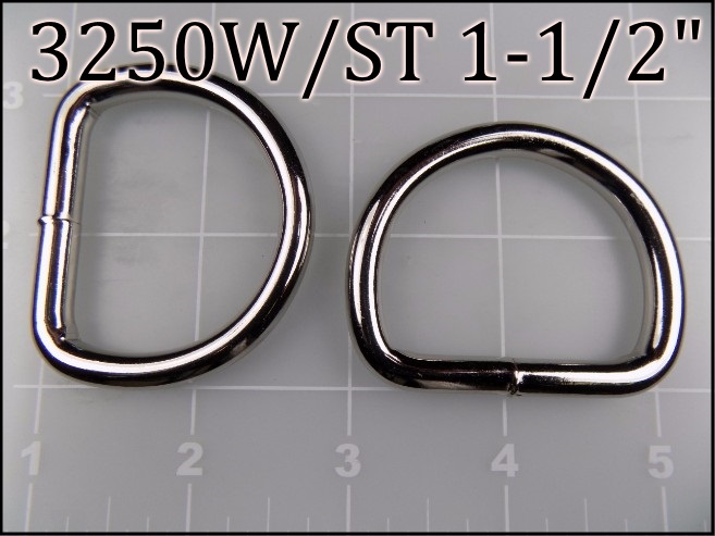 3250WST 112    1-1/2 inch welded nickel plated steel dee ring  (.243 wire dia)