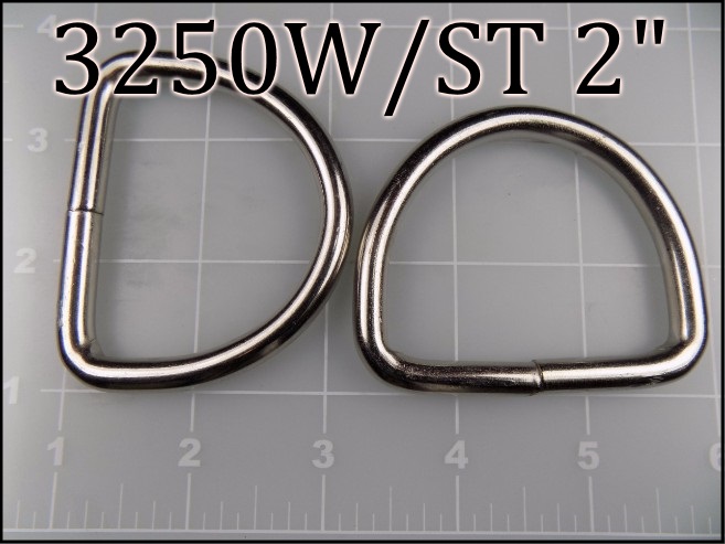 3250WST 2  - - 2 inch welded nickel plated steel dee ring (.26 wire dia)