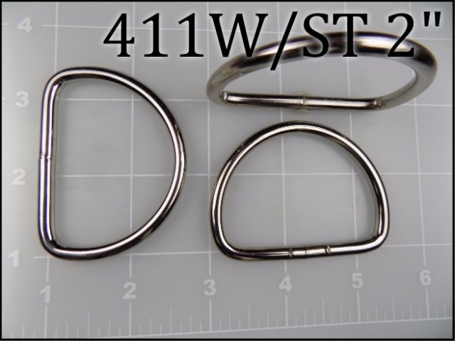 411WST 2 - - 2 inch nickel plated steel welded dee ring  (.187 wire dia) metal