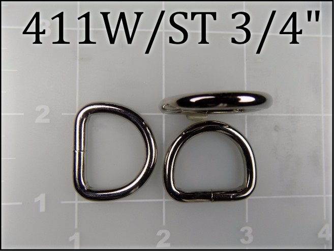 411WST 34 - - 3/4 inch welded nickel plated steel dee ring (.148 wire dia)