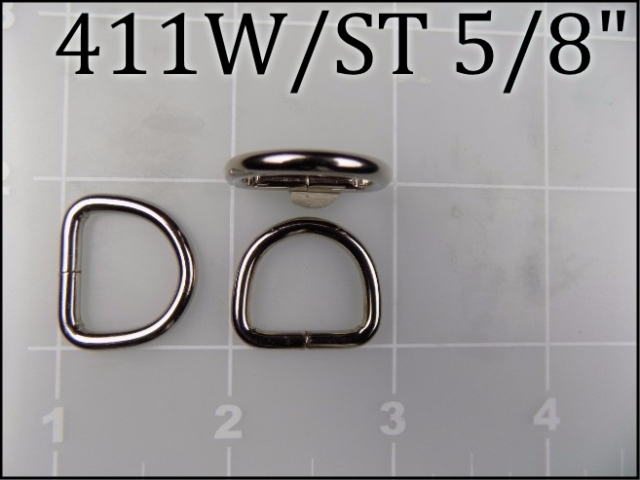 411WST 58 - - 5/8 inch nickel plated steel welded dee ring (.12 wire dia)