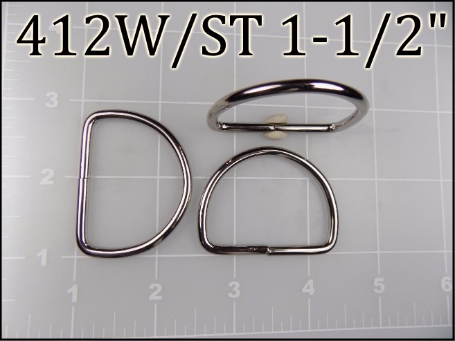 412WST 112  - -  1-1/2 inch Welded Nickel Plated Steel Dee Ring metal
