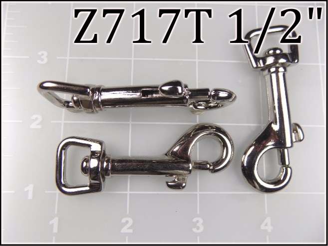 Z717T 12 - -  1/2 inch nickel plated steel snap hook