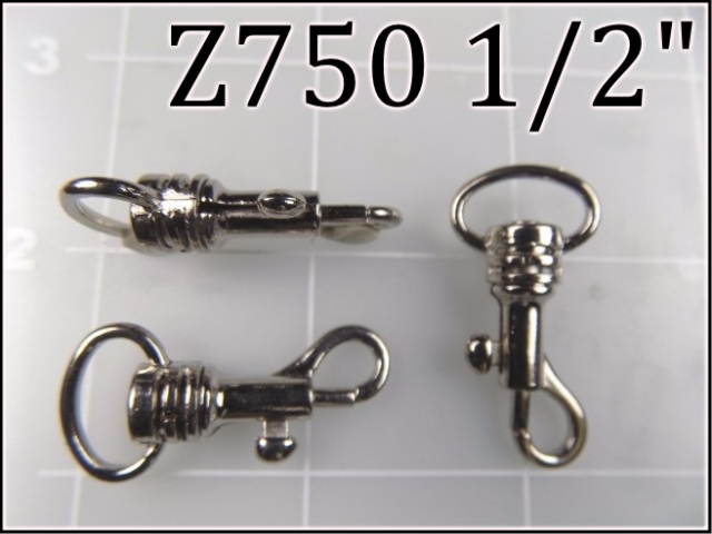 Z750 12  - -   1/2 inch nickel plated steel snap hook