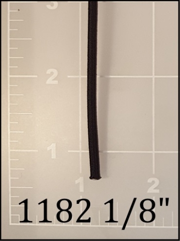 black elastic cord 1/8" ACW  AC&W American Cord and Webbing 1182 53645