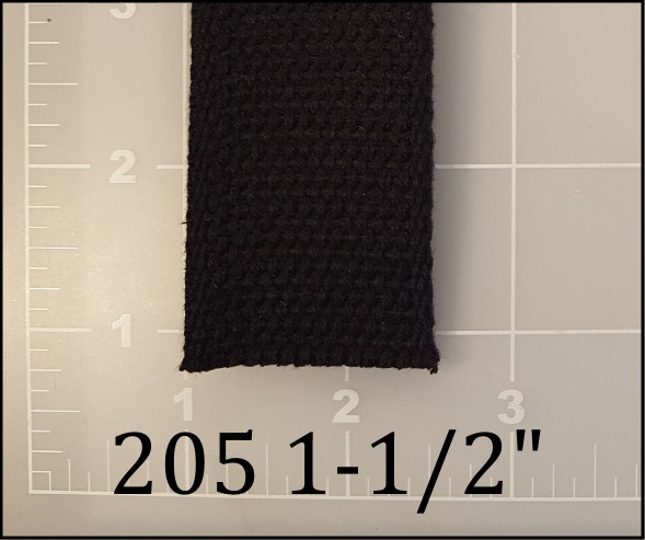 natural black cotton webbing 1-1/2" ACW  AC&W American Cord and Webbing 205 16731
