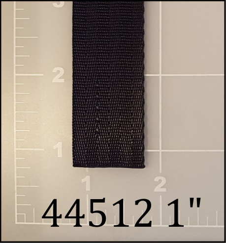 polyester black mini seatbelt webbing 1" ACW American Cord and Webbing AC&W 10601