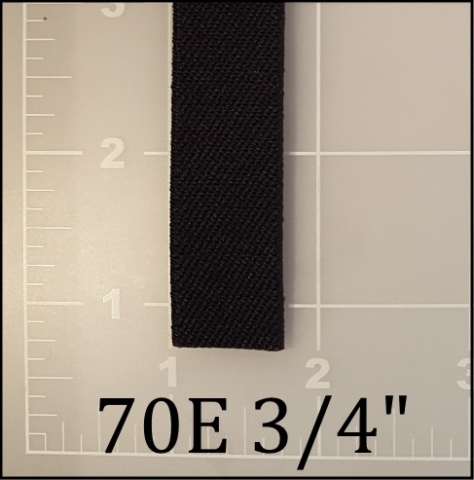 black elastic webbing 3/4" 70E ACW American Cord and Webbing AC&W